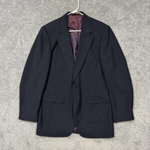 VTG 90s Austin Manor Blazer Mens 40L Blue Button Suit Jacket Preppy Old Money